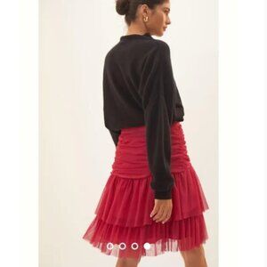 Anthropologie Red Mini Skirt